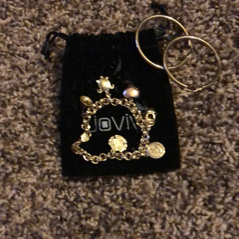 JOVIVI Gold Charm Bracelet with Bangles